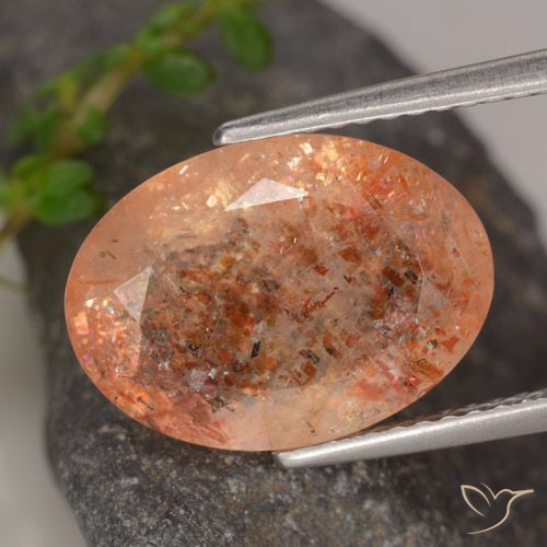 5.31ct طبيعي برتقالى زنجبيلى حجر الشمس, بيضوي, شفاف