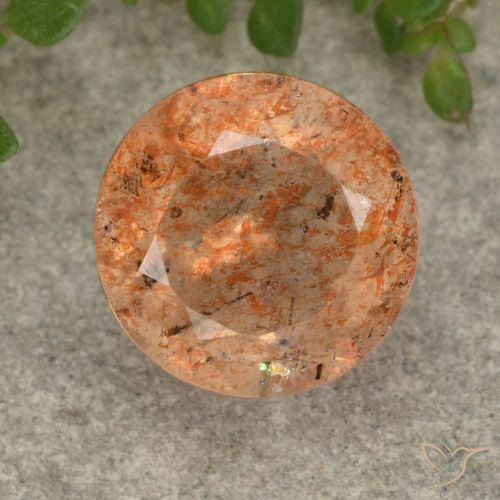 3.17ct طبيعي برتقالى دافئ حجر الشمس, دائري, نصف شفاف