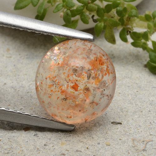 1.79ct طبيعي برتقالى النمر فاتح حجر الشمس, دائري, نصف شفاف