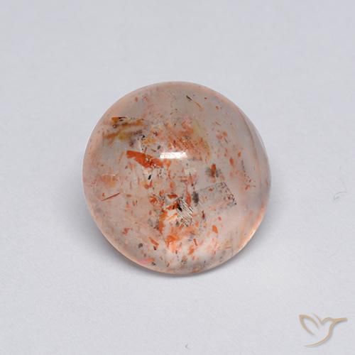 2.13ct طبيعي برتقالى خوخى حجر الشمس, دائري, شفاف, Photo A