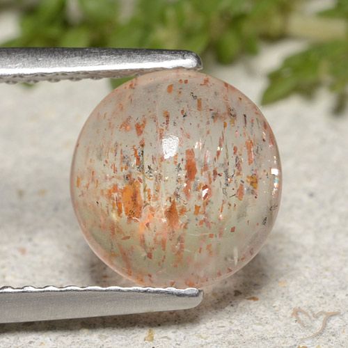 1.99ct طبيعي أبيض برتقالى حجر الشمس, دائري, نصف شفاف, Photo A