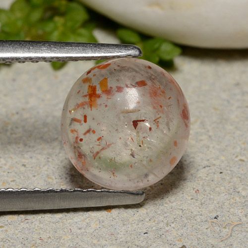 2.23ct طبيعي أبيض برتقالى حجر الشمس, دائري, شفاف