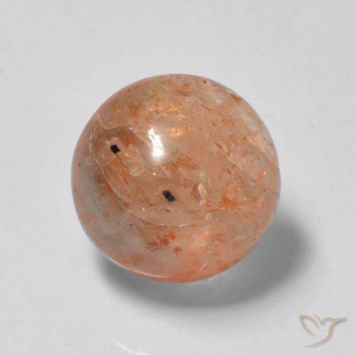 2.35ct طبيعي برتقالى محمر حجر الشمس, دائري, نصف شفاف