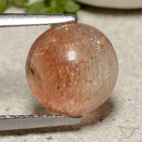 2.29ct طبيعي برتقالى محمر حجر الشمس, دائري, نصف شفاف