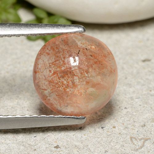 2.10ct طبيعي برتقالى النمر فاتح حجر الشمس, دائري, نصف شفاف