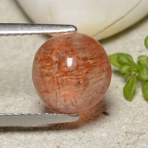 2.72ct طبيعي برتقالى محمر حجر الشمس, دائري, نصف شفاف
