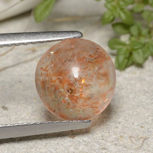 1.91ct طبيعي برتقالى النمر فاتح حجر الشمس, دائري, نصف شفاف