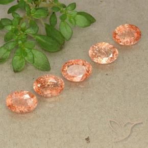 أحجار حجر الشمس برتقالى زنجبيلى طبيعية، قصة بيضاوى، نصف شفاف، وزنها 3.60 قيراط