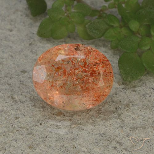 4.28ct طبيعي برتقالى محمر حجر الشمس, بيضوي, نصف شفاف