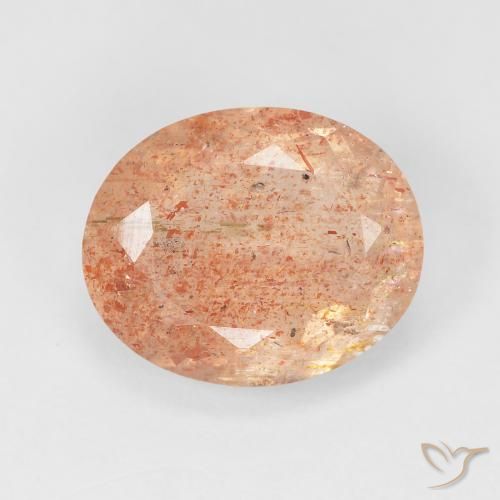 4.69ct طبيعي Medium Light-Orange حجر الشمس, بيضوي, نصف شفاف