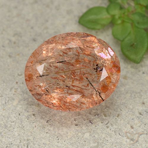 4.60ct طبيعي برتقالى محمر حجر الشمس, بيضوي, نصف شفاف
