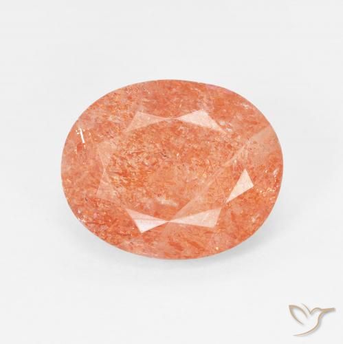 3.87ct طبيعي برتقالى متوسط حجر الشمس, بيضوي, نصف شفاف