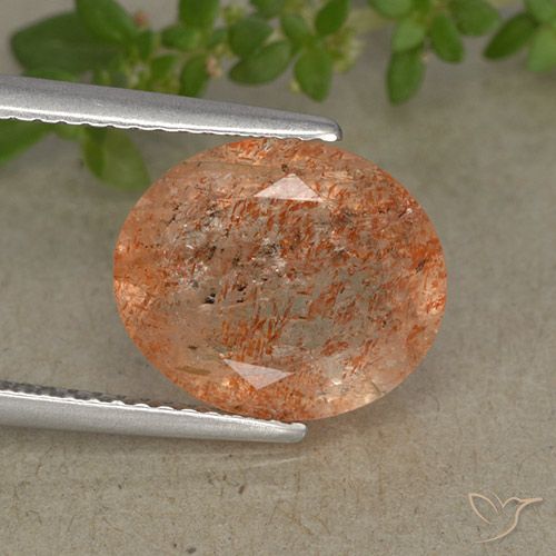 3.90ct طبيعي برتقالى محمر حجر الشمس, بيضوي, نصف شفاف