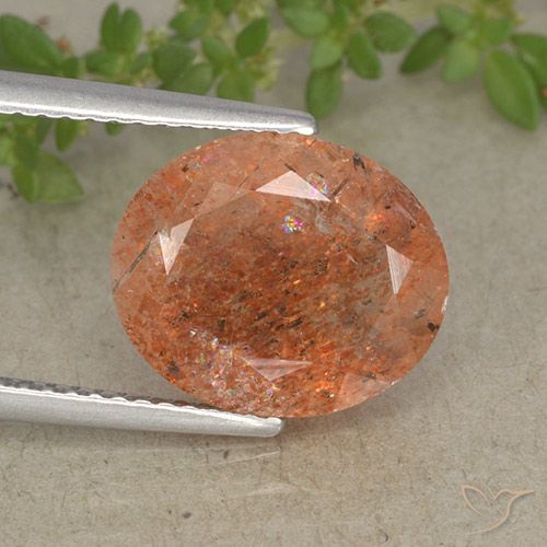4.32ct طبيعي برتقالى متوسط حجر الشمس, بيضوي, نصف شفاف
