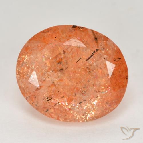 5.10ct طبيعي برتقالى محمر حجر الشمس, بيضوي, نصف شفاف