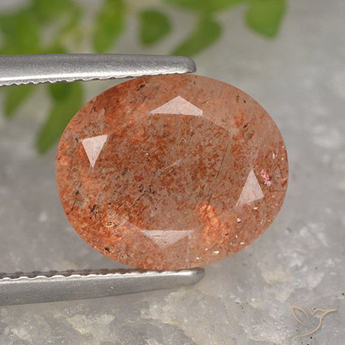4.27ct طبيعي برتقالى متوسط حجر الشمس, بيضوي, نصف شفاف