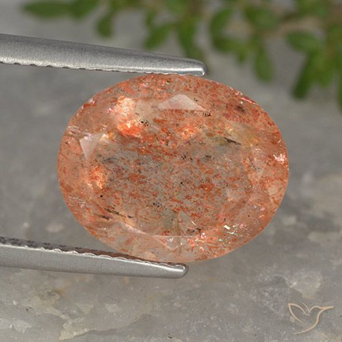 4.19ct طبيعي برتقالي زاهى حجر الشمس, بيضوي, نصف شفاف