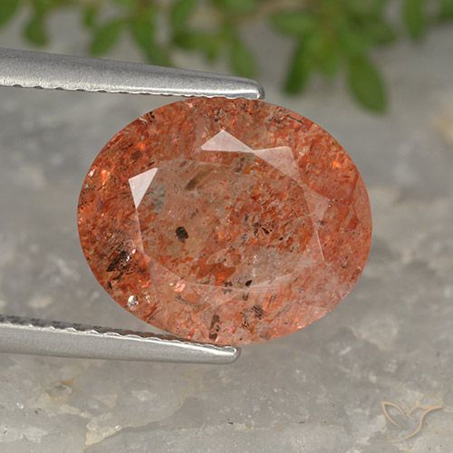 4.24ct طبيعي برتقالى محمر حجر الشمس, بيضوي, نصف شفاف