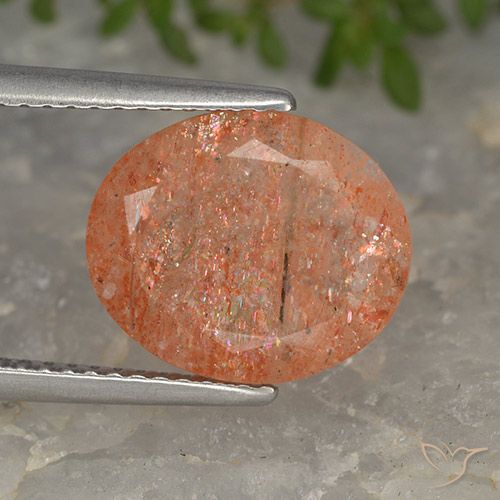 3.97ct طبيعي برتقالى محمر حجر الشمس, بيضوي, نصف شفاف