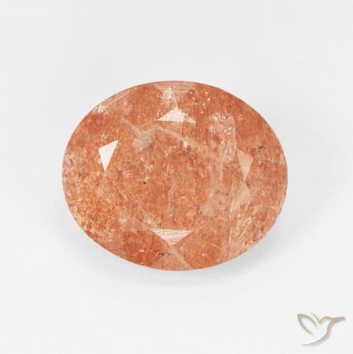 4.38ct طبيعي برتقالى محمر حجر الشمس, بيضوي, نصف شفاف