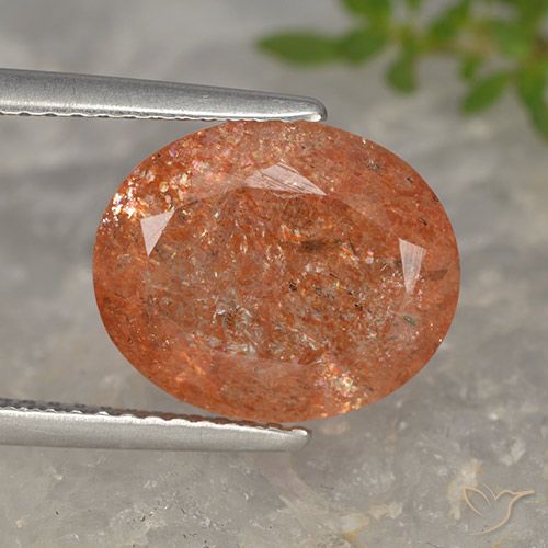 4.54ct طبيعي برتقالى محمر حجر الشمس, بيضوي, نصف شفاف