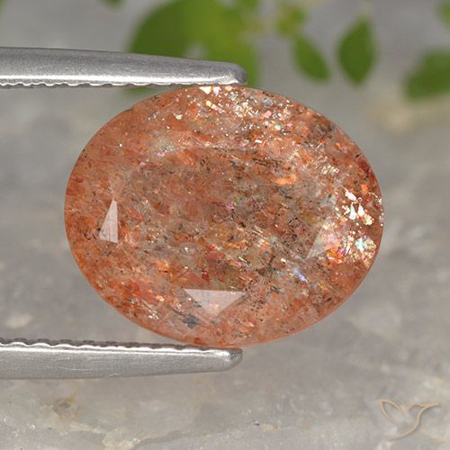 3.81ct طبيعي برتقالى محمر حجر الشمس, بيضوي, نصف شفاف