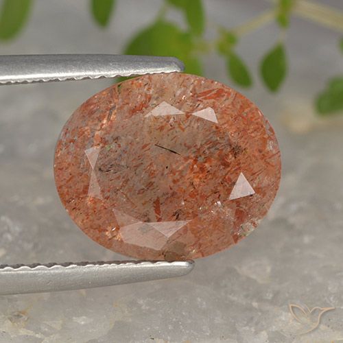 4.15ct طبيعي برتقالى محمر حجر الشمس, بيضوي, نصف شفاف