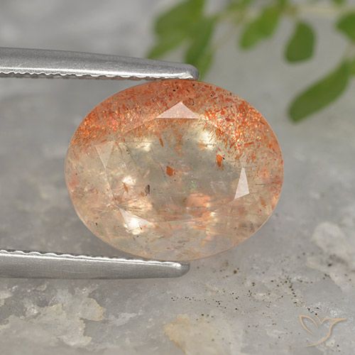 5.09ct طبيعي برتقالى النمر فاتح حجر الشمس, بيضوي, نصف شفاف, Photo A