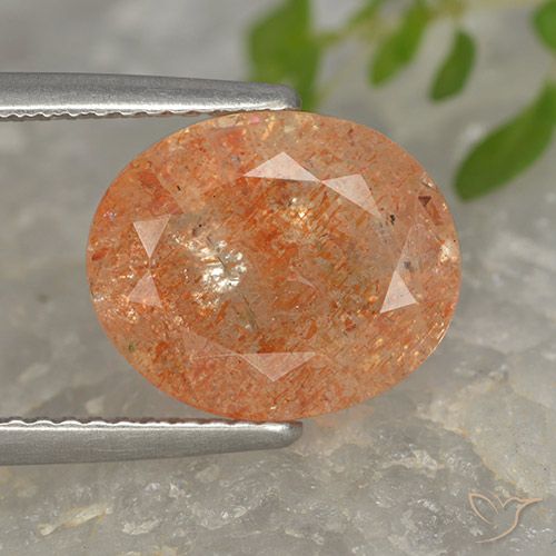 4.32ct طبيعي برتقالى محمر حجر الشمس, بيضوي, نصف شفاف