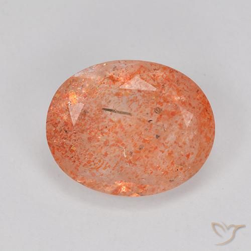3.33ct طبيعي أحمر برتقالى لامع حجر الشمس, بيضوي, نصف شفاف
