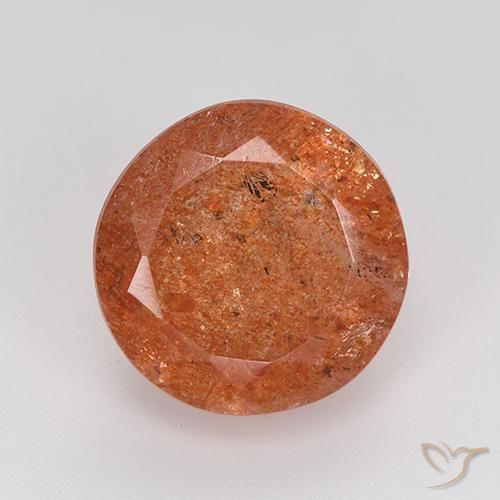 5.97ct طبيعي برتقالى محمر حجر الشمس, دائري, نصف شفاف