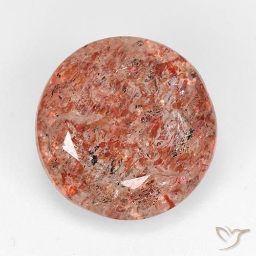 4.91ct طبيعي برتقالى محمر حجر الشمس, دائري, نصف شفاف