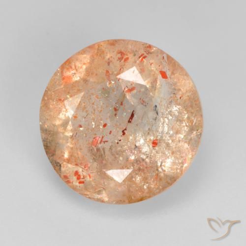 4.05ct طبيعي برتقالى النمر فاتح حجر الشمس, دائري, شفاف, Photo A