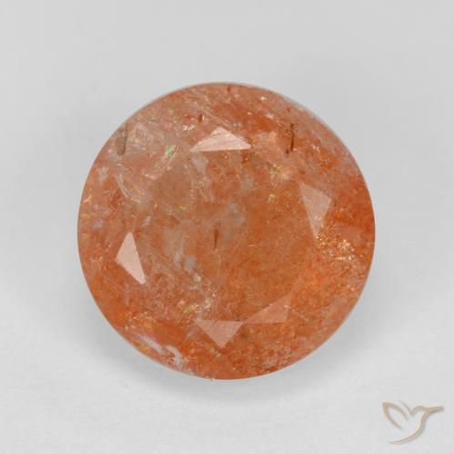 4.67ct طبيعي برتقالى محمر حجر الشمس, دائري, نصف شفاف