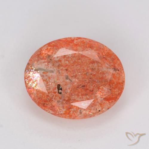2.48ct طبيعي أحمر متوسط حجر الشمس, بيضوي, نصف شفاف