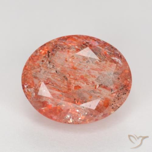 2.80ct طبيعي أحمر متوسط حجر الشمس, بيضوي, نصف شفاف