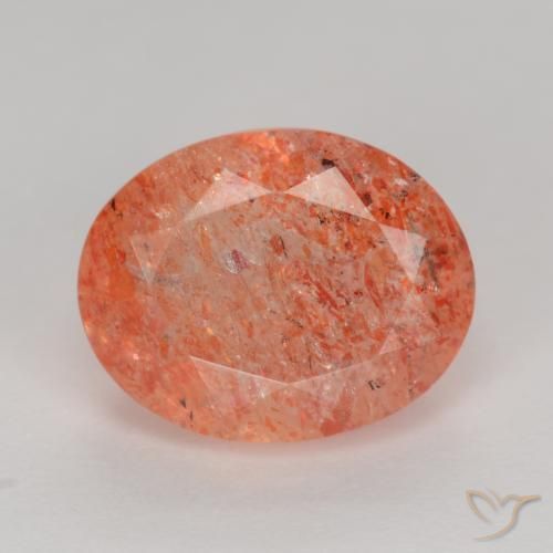 2.66ct طبيعي أحمر برتقالى لامع حجر الشمس, بيضوي, نصف شفاف