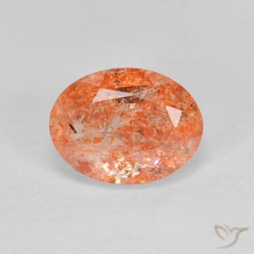 1.41ct طبيعي برتقالى زنجبيلى حجر الشمس, بيضوي, نصف شفاف