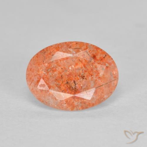 1.34ct طبيعي برتقالى محمر حجر الشمس, بيضوي, نصف شفاف