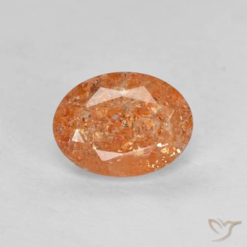 1.25ct طبيعي برتقالى محمر حجر الشمس, بيضوي, نصف شفاف