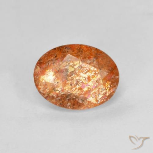 1.31ct طبيعي برتقالى محمر حجر الشمس, بيضوي, نصف شفاف