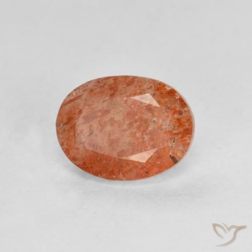 1.30ct طبيعي برتقالى محمر حجر الشمس, بيضوي, نصف شفاف