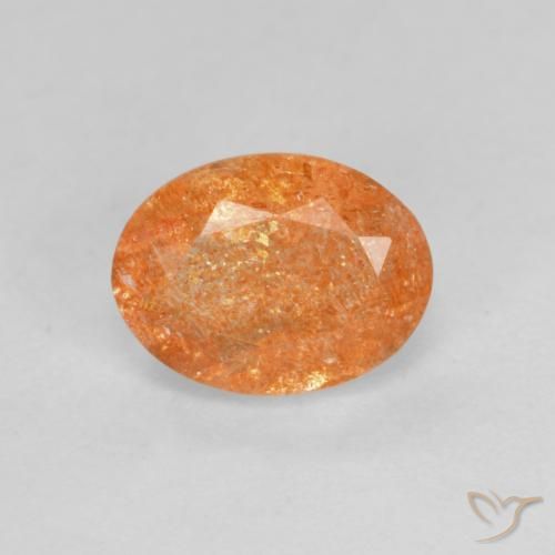 1.44ct طبيعي برتقالى غامق حجر الشمس, بيضوي, نصف شفاف
