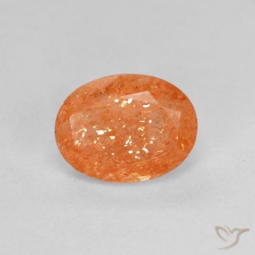 1.34ct طبيعي برتقالى متوسط حجر الشمس, بيضوي, نصف شفاف