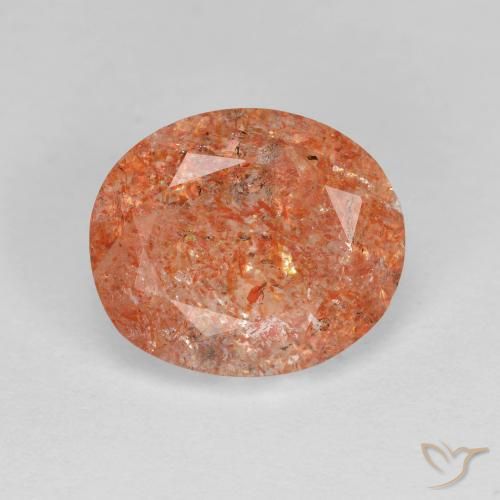 3.19ct طبيعي برتقالى محمر حجر الشمس, بيضوي, شفاف