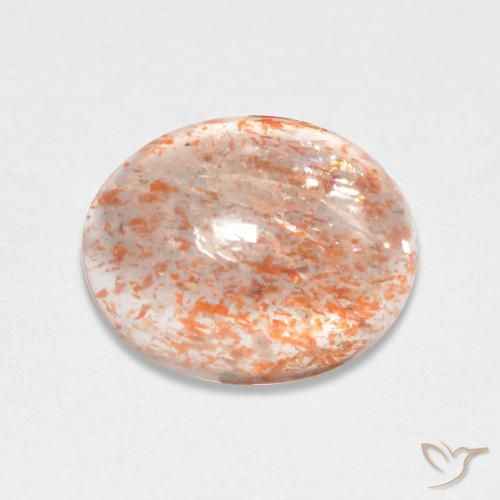 1.68ct طبيعي برتقالى النمر فاتح حجر الشمس, بيضوي, نصف شفاف