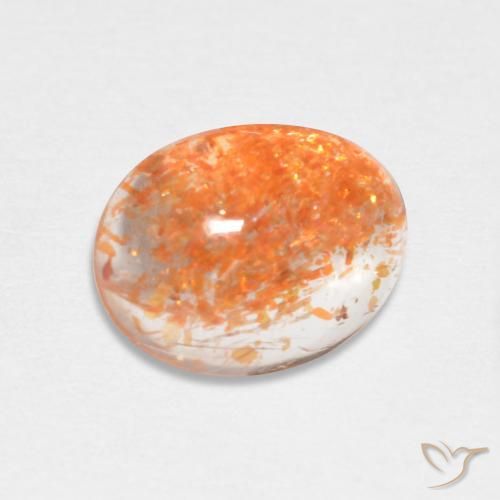 1.73ct طبيعي برتقالى غامق حجر الشمس, بيضوي, نصف شفاف