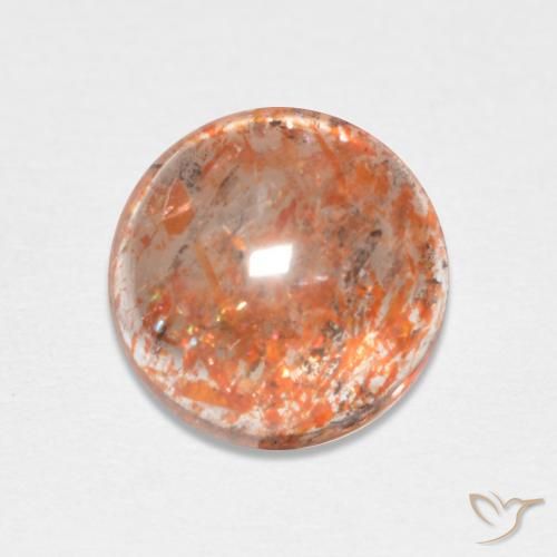 1.98ct طبيعي برتقالى محمر حجر الشمس, دائري, نصف شفاف