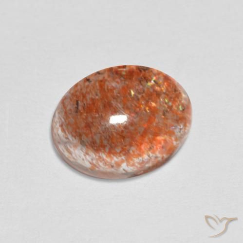 1.70ct طبيعي برتقالى محمر حجر الشمس, بيضوي, نصف شفاف