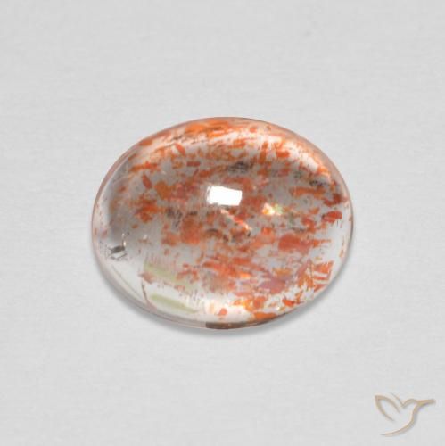 1.71ct طبيعي برتقالى محمر حجر الشمس, بيضوي, نصف شفاف